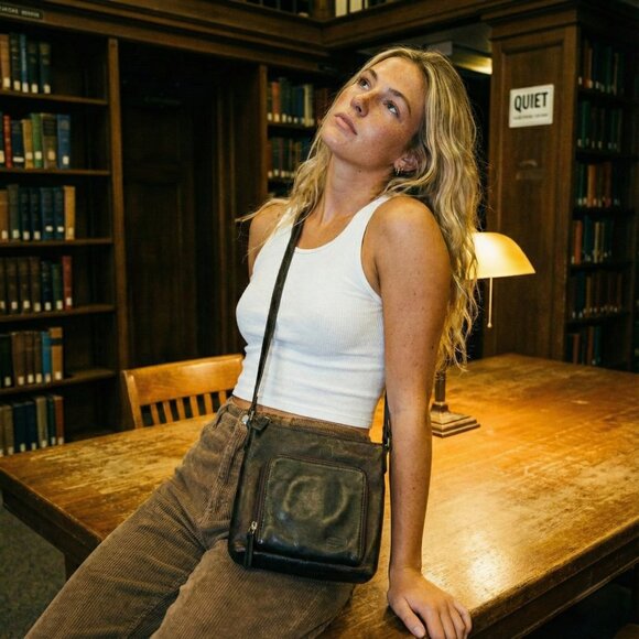 Fossil Brown Leather Crossbody Bag Wallet Purse Organizer Vintage Style - Picture 1 of 8